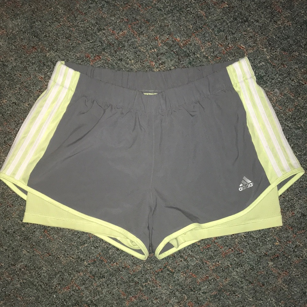 Adidas lime green running shorts